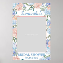 Dusty Pink und Blue Floral Foto Prop Frame Boho Poster