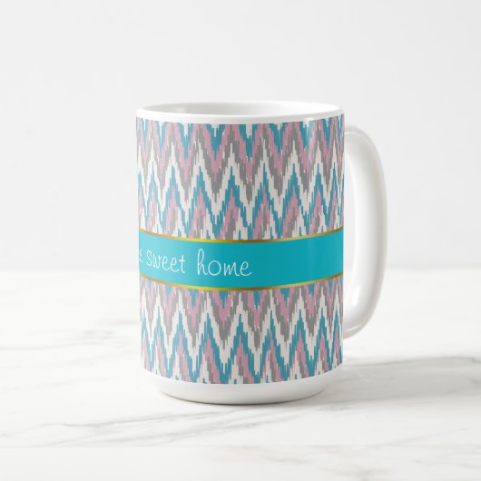 Dusty Pink und Blue iKat Kaffeetasse (VorderseiteRechts)