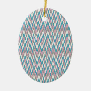 Dusty Pink und Blue iKat Keramik Ornament