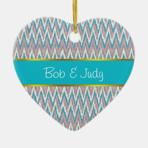 Dusty Pink und Blue iKat Keramikornament