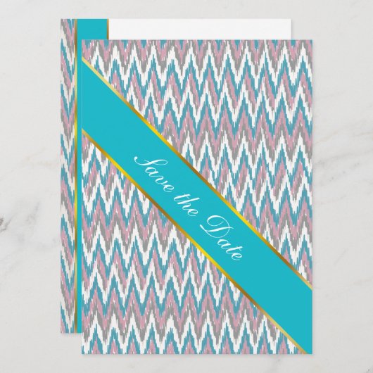 Dusty Pink und Blue iKat Save The Date (Vorne/Hinten)