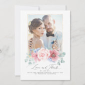Dusty Pink und Dusty Blue Floral Wedding Vielen Da Einladung (Vorderseite)