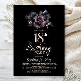 Dusty Pink und Gray Floral 18. Geburtstagsparty Einladung