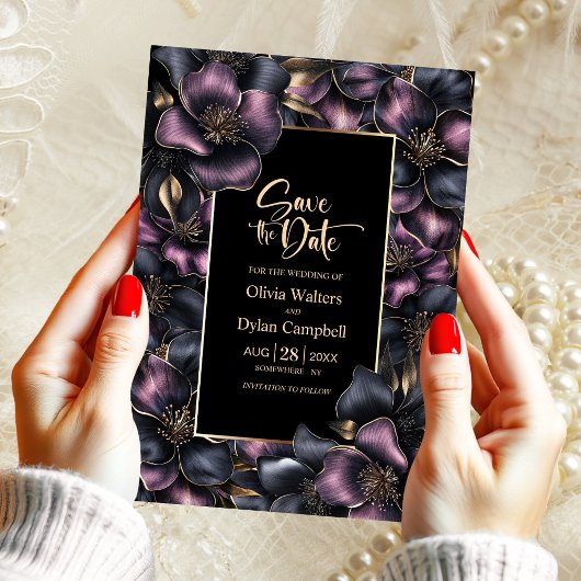 Dusty Pink und Gray Floral Wedding Save the Date Einladung