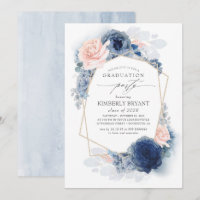 Dusty Pink und Navy Blue Floral Ombre Abschluss