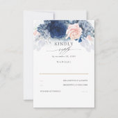 Dusty Pink und Navy Blue Wedding RSVP (Vorderseite)