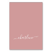 Dusty Pink und White Eleganname Platzkarten Tischnummer (Vorderseite)