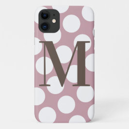 Dusty Pink und White Polka Dot Big Monogram Case-Mate iPhone Hülle