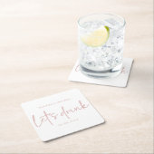 Dusty Pink und White Script Brautparty Untersetzer (Vor Ort)