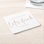 Dusty Pink und White Script Brautparty Untersetzer (angewinkelt)