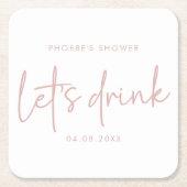 Dusty Pink und White Script Brautparty Untersetzer (Vorderseite)