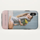 Dusty PInk | Vertikales Foto Monogramm personalisi Case-Mate iPhone Hülle (Rückseite (Horizontal))