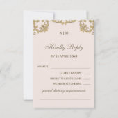 Dusty Pink Victorian Christian Wedding RSVP Card (Vorderseite)