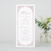 Dusty Pink Vintag Frame Elegante Script Hochzeit Programm (Stehend Vorderseite)