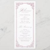 Dusty Pink Vintag Frame Elegante Script Hochzeit Programm (Vorderseite)