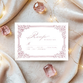 Dusty Pink Vintag Frame Elegante Script Hochzeit RSVP Karte