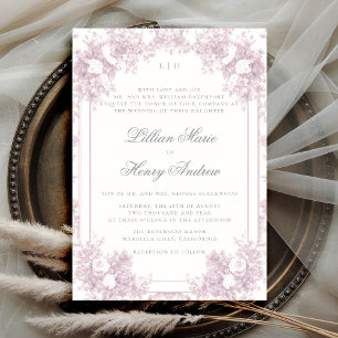 Dusty Pink Vintag Garden French Floral Wedding Einladung