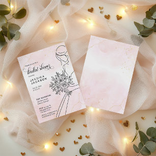 Dusty Pink Wasserfarbe mit Bride Einladung