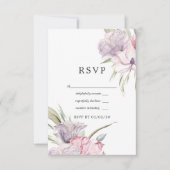 Dusty Pink Watercolor Boho Floral Wedding RSVP Karte (Vorderseite)