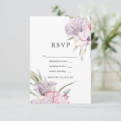 Dusty Pink Watercolor Boho Floral Wedding RSVP Karte (Stehend Vorderseite)
