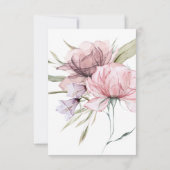 Dusty Pink Watercolor Boho Floral Wedding RSVP Karte (Rückseite)