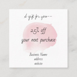 Dusty Pink Watercolor Discount Rewards Quadratische Visitenkarte