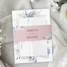 Dusty Pink Watercolor Floral Wedding Einladungsbanderole