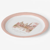Dusty Pink Watercolor New York Wedding Pappteller (Schrägansicht)