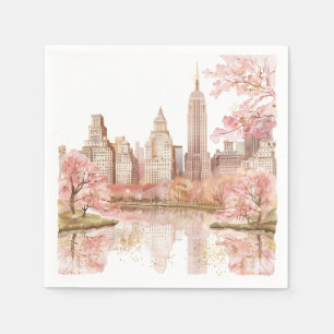 Dusty Pink Watercolor New York Wedding Serviette