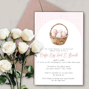 Dusty Pink Watercolor Ostereier Jagdkorb Einladung