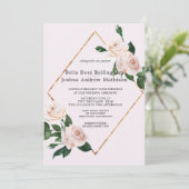 Dusty Pink Watercolor Rose Blüten Einladung (Stehend Vorderseite)