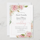 Dusty Pink Watercolor Rose Hochzeit Einladung (Vorderseite)