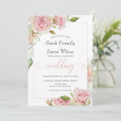 Dusty Pink Watercolor Rose Hochzeit Einladung (Stehend Vorderseite)