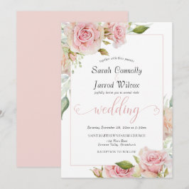 Dusty Pink Watercolor Rose Hochzeit Einladung