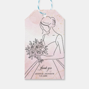Dusty Pink Watercolor w Gold Glitzer Geschenkanhänger