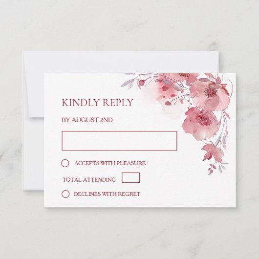 Dusty Pink Watercolor Wedding RSVP Karte (Vorderseite)