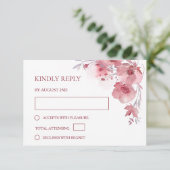 Dusty Pink Watercolor Wedding RSVP Karte (Stehend Vorderseite)