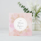 Dusty Pink Watercolor Wedding Save the Date (Stehend Vorderseite)