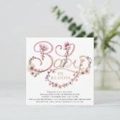 Dusty Pink Watercolor Wildblume Baby Shower Invit Einladung (Stehend Vorderseite)