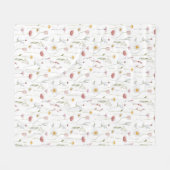 Dusty Pink Watercolor Wildflower Fleecedecke (Vorderseite (Horizontal))