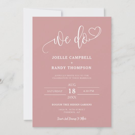 Dusty Pink We Do Boho Wedding QR Code Arch Foto Einladung (Vorderseite)