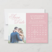 Dusty Pink Wedding Calendar Foto Save the Date Magneteinladung (Vorderseite)
