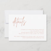 Dusty Pink Wedding Details Card RSVP Karte (Vorderseite)