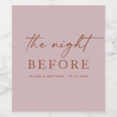 Dusty Pink Wedding Probe Dinner | Nacht vor Weinetikett (Einzelnes Label)