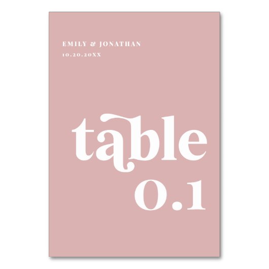 Dusty Pink Wedding Tischnummer (Vorderseite)