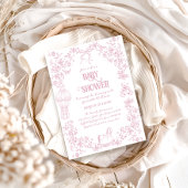 Dusty Pink Whimsical Floral Girl Baby Dusche Einladung