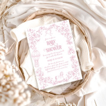 Dusty Pink Whimsical Floral Girl Baby Dusche