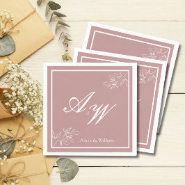 Dusty Pink & White Custom Wedding Napkins Serviette