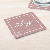 Dusty Pink & White Custom Wedding Rechteckiger Pappuntersetzer (angewinkelt)