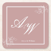 Dusty Pink & White Custom Wedding Rechteckiger Pappuntersetzer (Vorderseite)